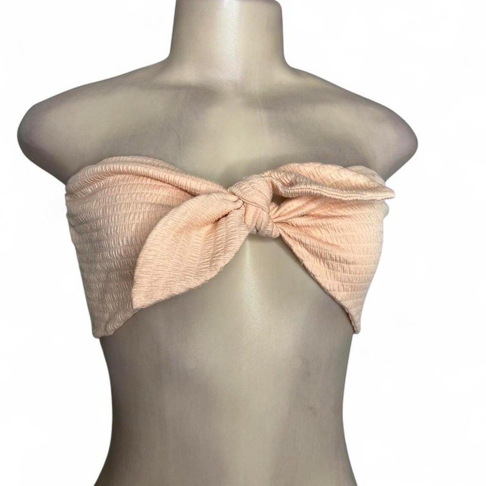 Peach Strapless Bow Bandeau Top